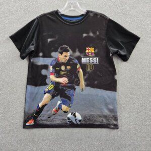 Barcelona Boys‎ Shirt Large Black Lionel Messi 10 Graphic Short Sleeve Tee READ